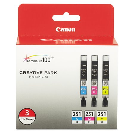 Canon Ink Cartridge, Cli-251Xl, Assorted, PK3 6449B009